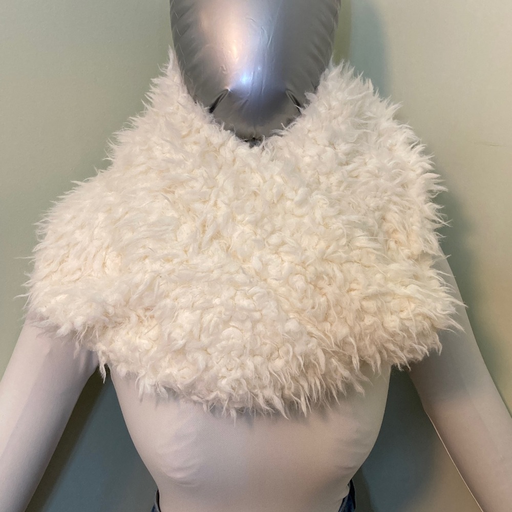 Faux Fur Infinity Scarf - Cream White